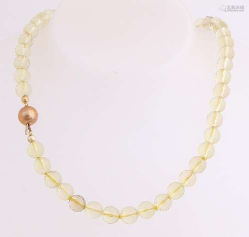 Collier of faceted citrienkralen, ø 7.5 mm, attached to