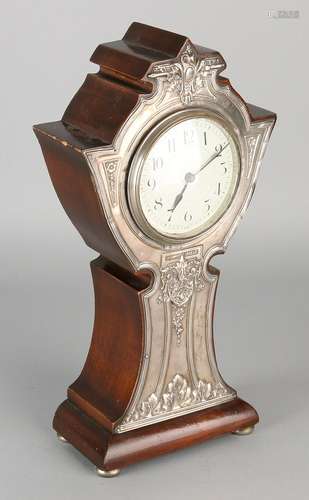 Table clock with silver front, 925/000. Art Nouveau.