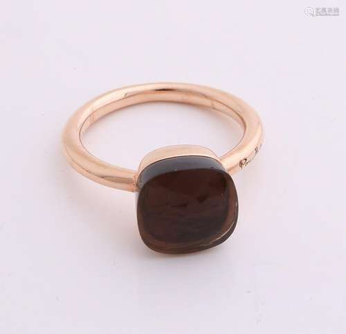 Rose gold ring, 585/000, with smoke quartz. Bolle ring