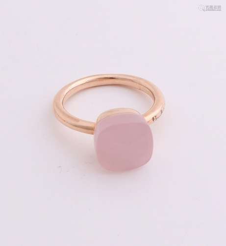 Rose gold ring, 585/000, with pink quartz. Bolle ring