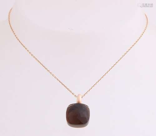 Rose gold necklace with pendant, 585/000, with smoky