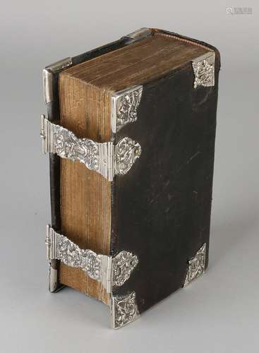 Bible with silver 833/000. Bible with black leather