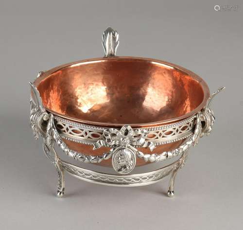 Copper pijpencomfoor in silver holder, 925/000,