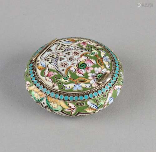 Beautiful round silver plated lid box, 84 zolotniks