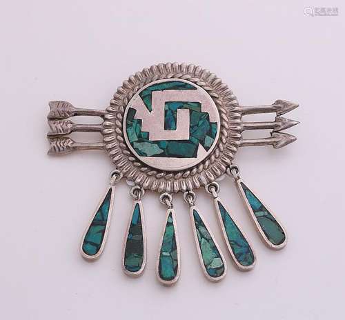 Mexican silver brooch / pendant, 925/000, with