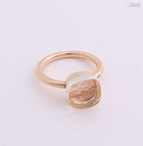 Rose gold ring, 585/000, with colorless topaz. Bolle