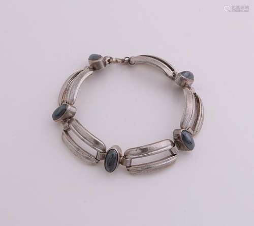 Silver bracelet with hematite, 835/000, bracelet with 5