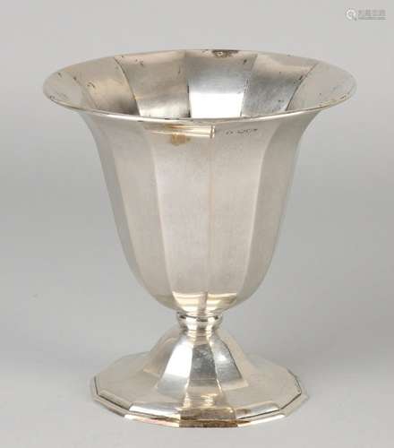 Silver vase, 833/000, twelve angular model with a