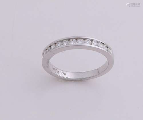 White gold diamond row ring, 750/000, with diamond.