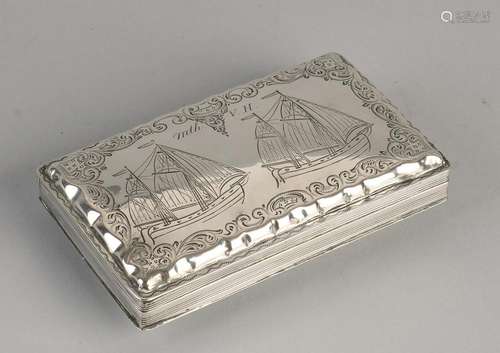 Silver tobacco box, 833/000, right-angled model with on