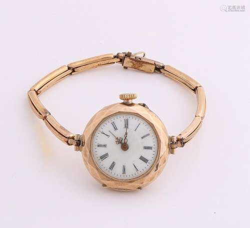 Yellow gold watch, 585/000, with double tape. Old watch