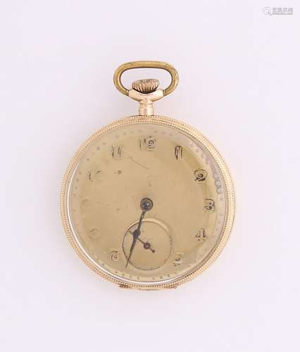 Yellow gold pocket watch, 585/000, round model with