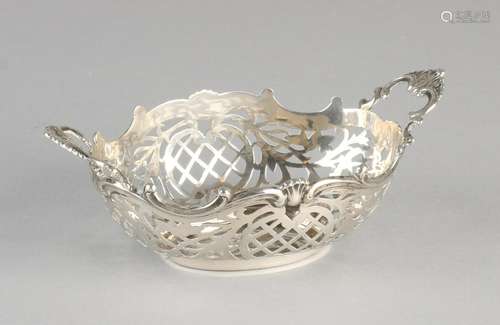 Silver bonbon basket, 833/000, oval sawed model with,