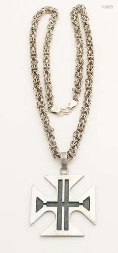 Silver necklace with cross, 925/000, King necklace with