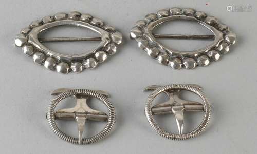 Two pairs of silver buckles calf, 833/000, one pair of