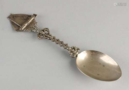 Silver spoon, 835/000, with a double twisted handle