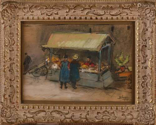 Ben Viegers. Stall with Figs. Pastel on paper. Size: 18