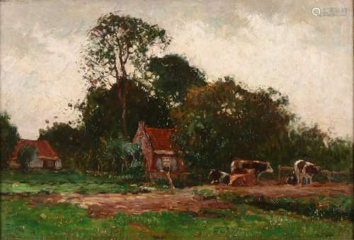 Ben Viegers. 1886 - 1947. Farm with cows. Damages. Oil
