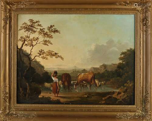 Unsigned? Circa 1800. Two landscapes. Berg rural