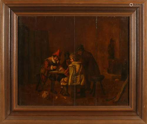 Unsigned. 19th century. Figures with gambling game in