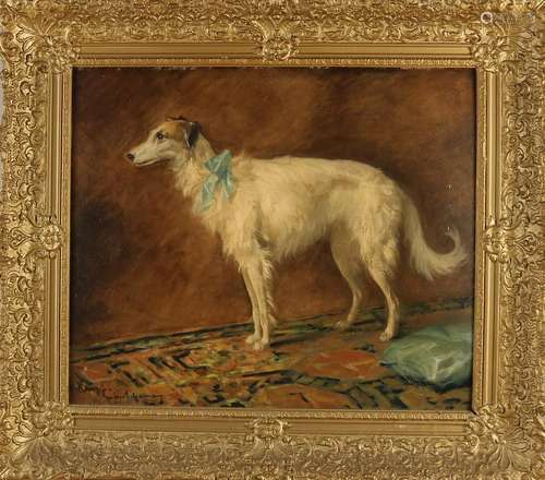 Unclear signed. German School. Circa 1920. Greyhound on