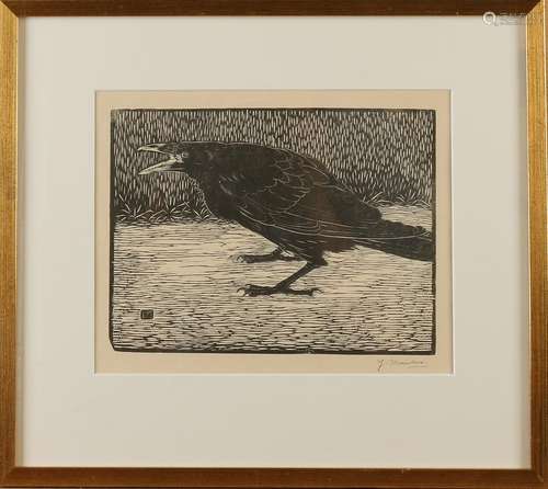 Jan Mankes. 1889 - 1920. Crow. Woodcut on paper. Size: