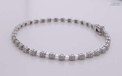 White gold bracelet, 750/000, with diamond. A bracelet