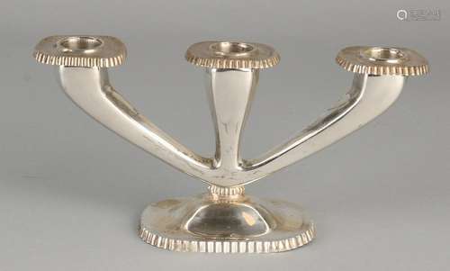 Silver candlestick, 925/000, third light, oval, with