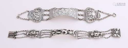 Two silver bracelets made of bible locks, 833/000, with