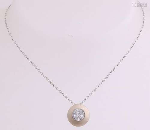 White gold necklace and pendant, 750/000, with diamond.