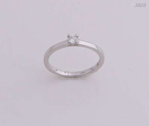 White gold solitaire ring, 585/000, with diamond. White