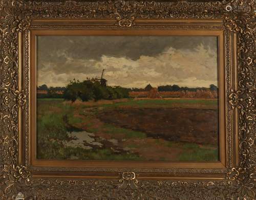 Dirk Wiggers. 1866 - 1933. Dutch landscape with