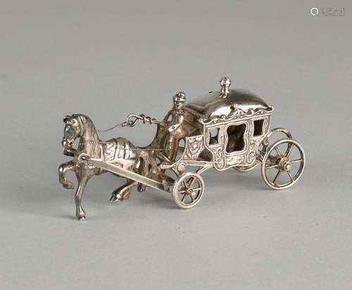 Silver miniature carriage, 835/000, provided with