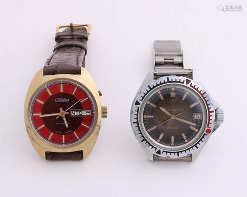 Lot with two Russian watches with automatic movements.