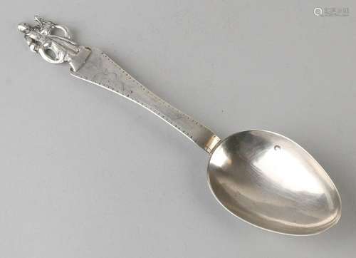 Silver spoon, 833/000, with puntbak and a stem equipped