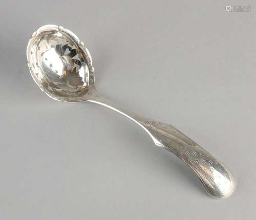 835/000 fine silver egg-spoon with pierced container,