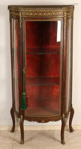 19th Century French walnut china cabinet with curved