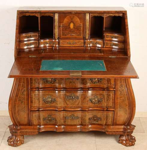 Dutch burl Baroque-style organ desk with curved front