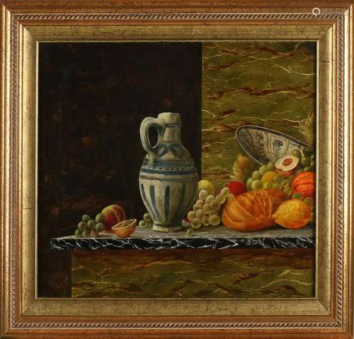 Rietdijk. Circa 1900. Still Life with Jug and Chinese