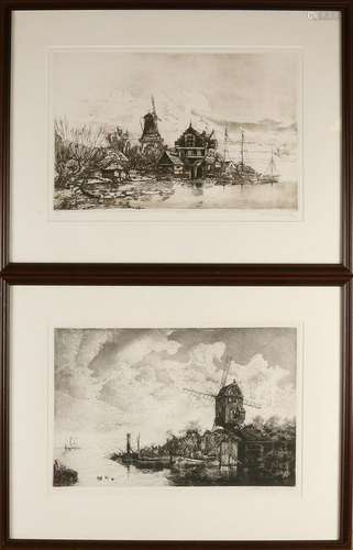 Twice etching by Jan van Rijsewijk. 1954 -. Landscapes.