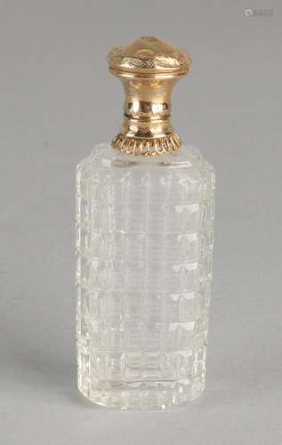 Loderein crystal bottle with gold cap and collar,