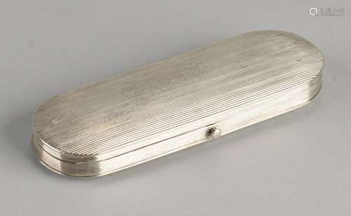 Silver glasses case, 833/000, oval model decorated with