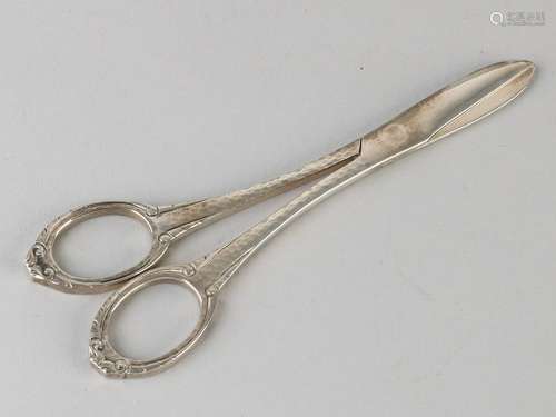 Silver scissors, 833/000, decorated with hammer curls