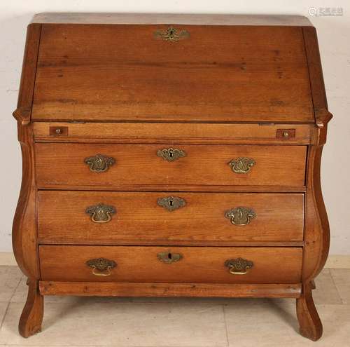 Dutch Baroque curved oak desk with bronze fittings.