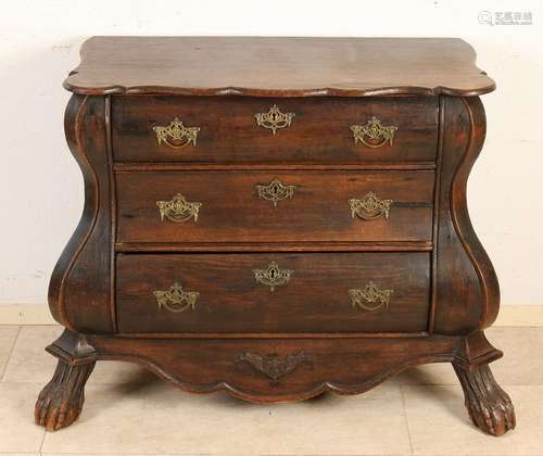 19th Century Dutch Baroque oak chest of drawers with