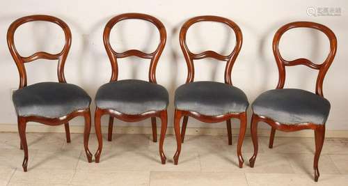 Four Dutch mahogany Biedermeier chairs with good