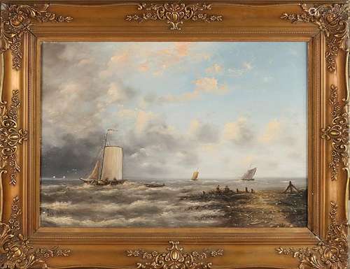 Jan van der Linde. 20th century. Dutch seascape with