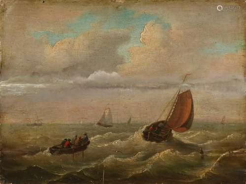 Unsigned. 19th century. Boats on the high seas with