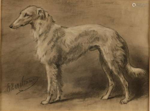 Otto Eerelman. 1839 - 1926 Greyhound. Mixed media on