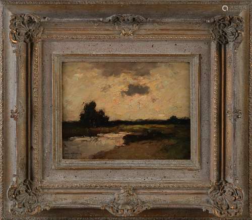 Arin Marble 1887-1962 fen landscape with oil on panel